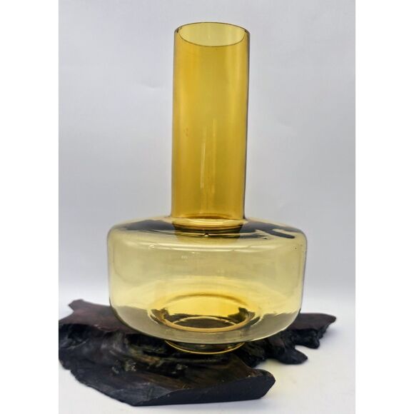 Scandinavian Modernist Oil Lamp Shade 9" Amber Glass Chimney (3" fitter) - Picture 1 of 16
